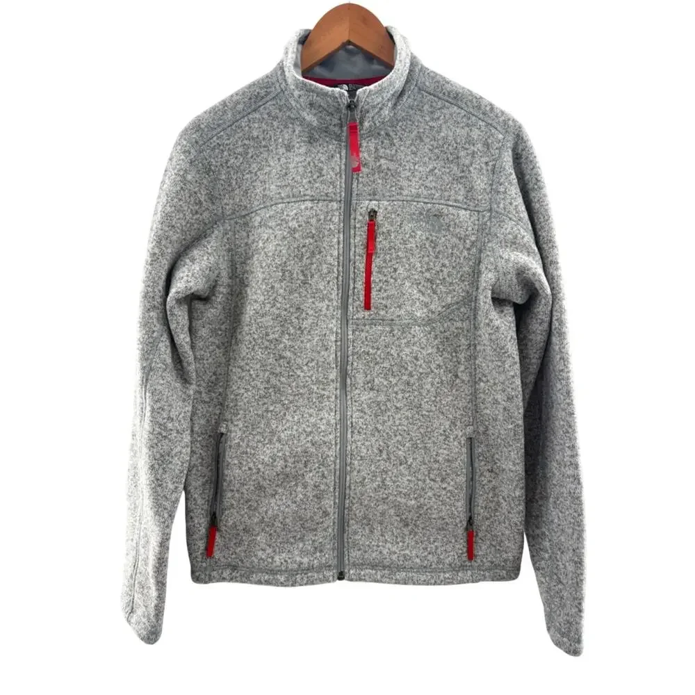 The North Face Boy’s Gordon Lyons Fleece Full Zip Jacket Gray Red Size XL 18-20